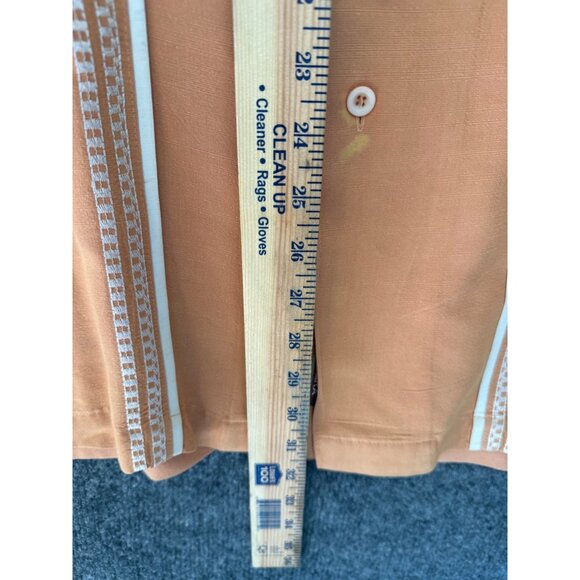 Cubavera Mens 2X/2XT Guayabera Shirt in ORANGEwith Embroidered Panels Short Slee - Picture 5 of 8